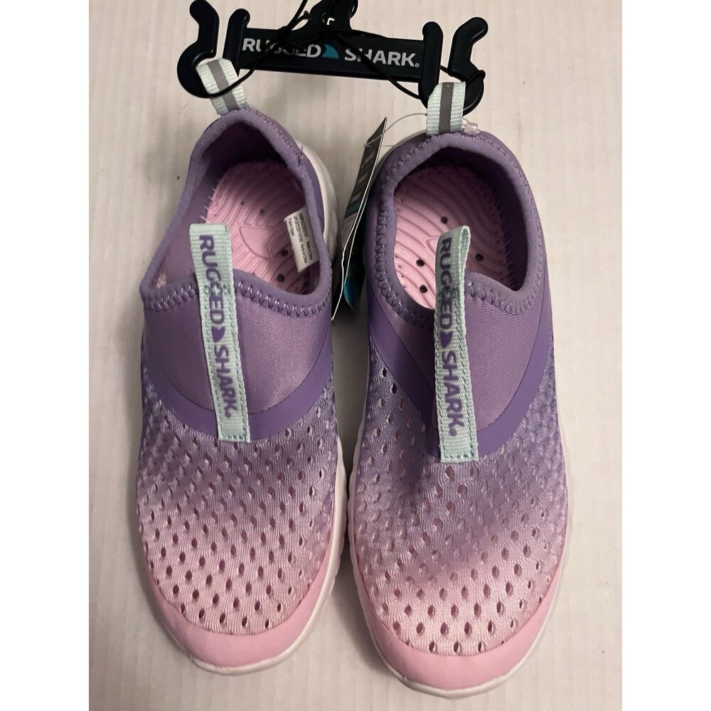New Girls Sz 1 Rugged Shark 🦈 AquaFlo Water Shoes Sneakers Purple Pink Slip-on
